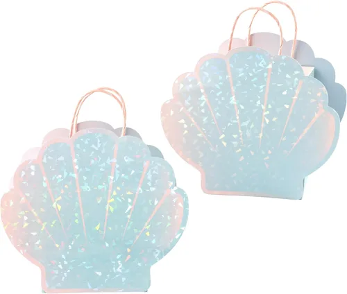 Vista 4 de Cheerland - Bolsas de recuerdo de fiesta de sirena, decoraciones de cumpleaños de sirena, bolsas de regalos para bajo el mar, decoraciones de fiesta