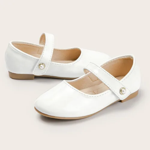 Vista 3 de Sawimlgy Zapatos planos de ballet vintage Mary Jane para niñas pequeñas, con clase, flores de perlas, lazo, vestido de princesa, boda, fiesta