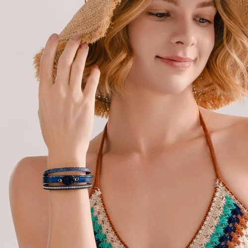 Vista 86 de FANCY SHINY - Pulsera de cuero estilo bohemio, pulsera de cuentas de cristal con cierre magnético, regalos de joyería para mujer