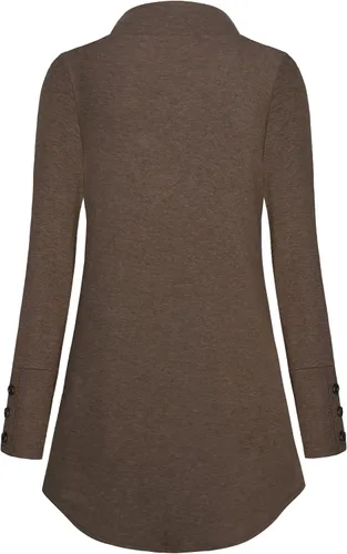Vista 3 de Messic Blusa plisada de manga larga con cuello en V y botones para mujer