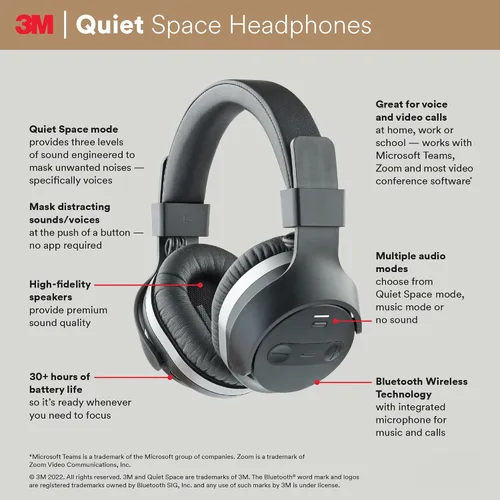 Vista 4 de 9.8 ft QUIETSPSIOC Quiet Space - Auriculares, color negro