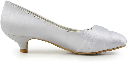 Vista 2 de ElegantPark - Zapatos de novia, puntera cerrada, talón cómodo, diamantes de imitación, satén