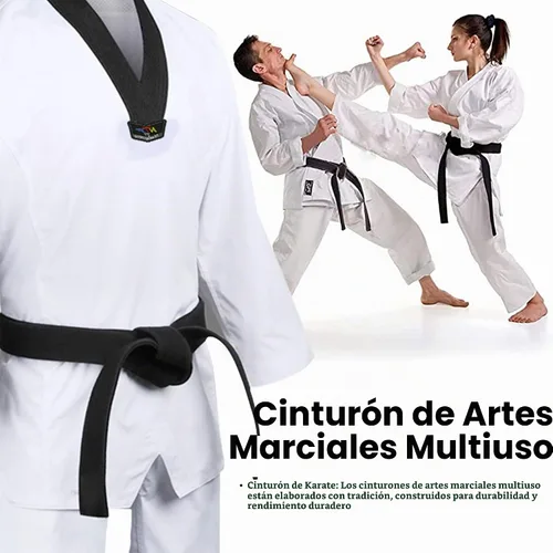 Vista 7 de Cinturón negro suave de 8.6 pies de largo para artes marciales karate taekwondo judo