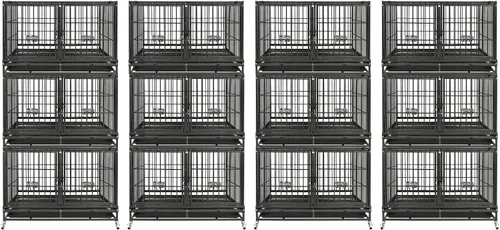 Vista 18 de Homey Pet Jaula apilable resistente de 37 pulgadas con ruedas para perros
