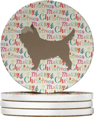 Vista 33 de AIDI Atlas Mountain Dog Merry Christmas - Posavasos grandes de piedra arenisca, paquete de 4