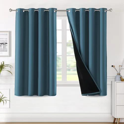 Vista 36 de H.VERSAILTEX Paneles de cortina 100% opacas de 45 pulgadas de largo, con aislamiento térmico, cortinas opacas con forro para dormitorio, dos capas