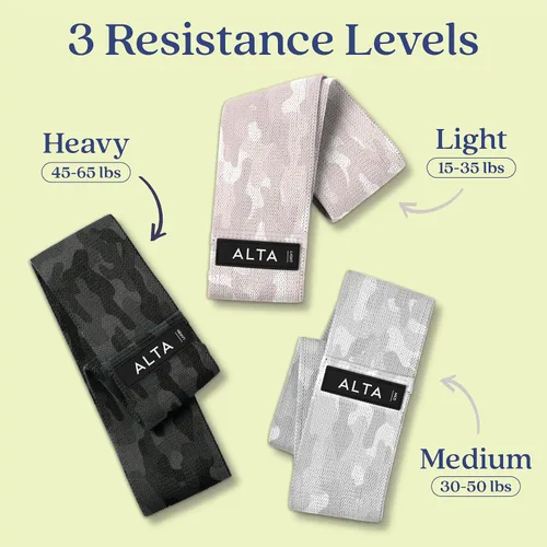 Vista 3 de ALTA Bandas para glúteos para mujer, bandas de resistencia de tela antideslizante de alta calidad para entrenar, bandas de resistencia de tela