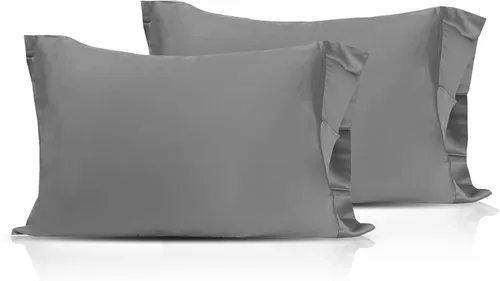 Vista 8 de Rayón con infusión de iones de cobre derivado de fundas de almohada de enfriamiento de bambú, beige, estándar (20 x 30), juego de 2, suaves