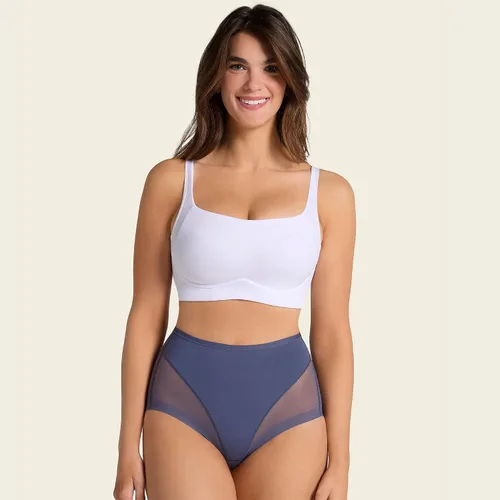 Vista 2 de Leonisa Bragas moldeadoras invisibles de cintura alta, ropa interior de control de abdomen para mujer 543- Azul