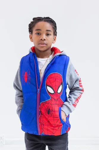 Vista 2 de Marvel Spider-Man - Chaleco con cremallera 2fer para niños pequeños y grandes