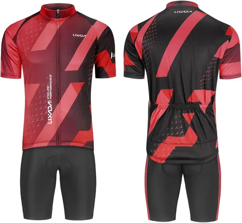 Vista 16 de Lixada Camiseta de ciclismo para hombre de manga corta con pantalones cortos acolchados de secado rápido para verano, ropa corta para bicicleta