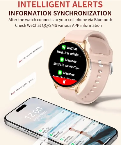 Vista 4 de Reloj inteligente para mujer, pantalla AMOLED Ultra-HD de 1.32 pulgadas, (responder/hacer llamadas) con asistente de voz NFC/AI, compatible