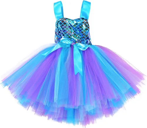 Vista 6 de Tutu Dreams Full Set Mermaid Dress for Girls Birthday Halloween Party Gifts Dress Up Clothes