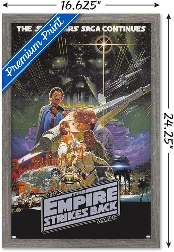 Vista 3 de Trends International Star Wars: The Empire Strikes Back - Póster de pared de una hoja, 14.725 x 22.375 pulgadas, versión enmarcada de madera