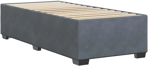 Vista 7 de Marco de cama con plataforma individual XL, tapizado en terciopelo gris oscuro, madera contrachapada moderna y estable y construcción de madera