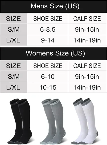 Vista 2 de CS CELERSPORT 3 pares de calcetines de compresión de 20 a 30 mmHg para hombres, calcetines de apoyo atlético para correr