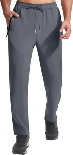 Vista 2 de Hebepol Pantalones de senderismo ligeros para hombre, de secado rápido, pantalones deportivos de pesca, correr, entrenamiento, 3 bolsillos