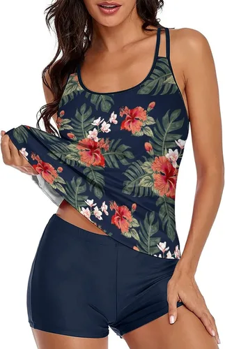 Vista 3 de Swim Shorts for Women Swimwear for Women Suits Swimsuits Women Bathing Piece Suits Top Two with Boyshorts