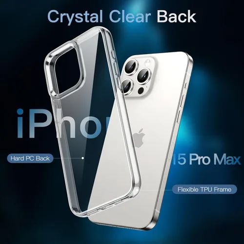 Vista 4 de JETech Funda 5 en 1 para iPhone 15 Pro Max de 6.7 pulgadas con 2 protectores de pantalla de vidrio templado y protector de lente de cámara, no se