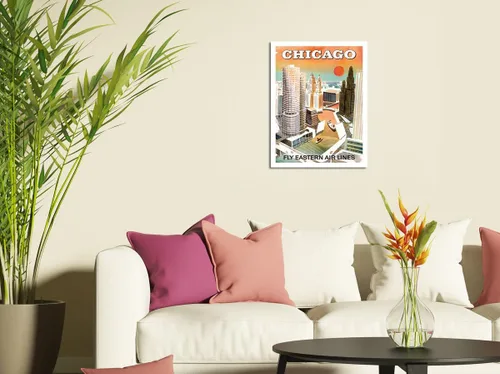 Vista 3 de Chicago USA - Marina City Chicago River - Fly Eastern Airlines - Vintage Airline Travel Poster c.1960s - Master Art Print (Unframed) 6in x 9in