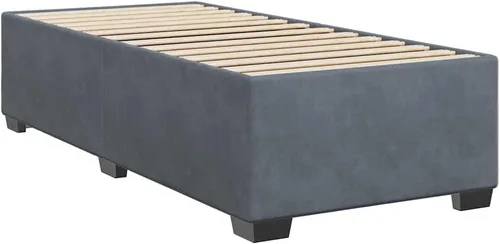 Vista 4 de Marco de cama con plataforma individual XL, tapizado en terciopelo gris oscuro, madera contrachapada moderna y estable y construcción de madera