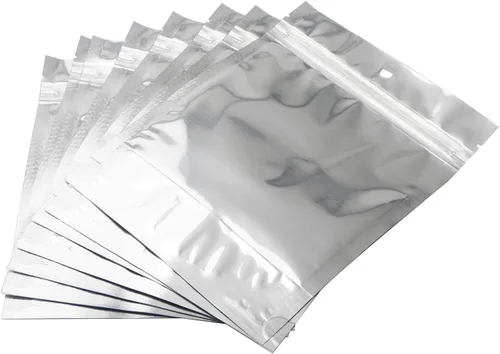 Vista 9 de Ellbest 100 bolsas de plástico resellables de aluminio Mylar de aluminio, bolsas de almacenamiento plateadas, bolsas de almacenamiento herméticas