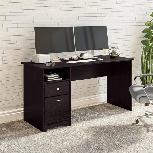 Vista 2 de Atlin Designs Escritorio contemporáneo de madera para computadora de 60 pulgadas con cajones en roble espresso