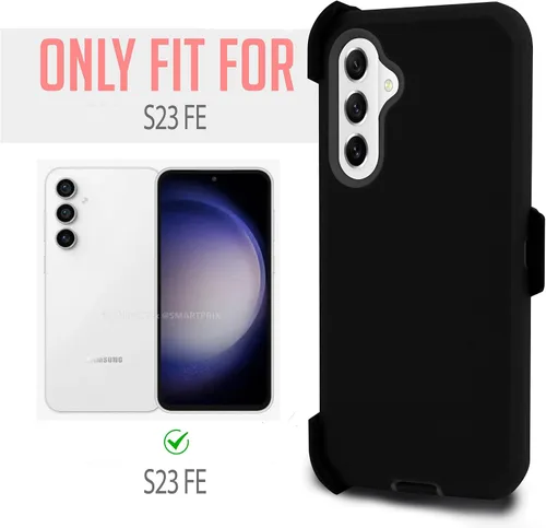 Vista 2 de Funda para Samsung Galaxy S23 FE, resistente y duradera, con protección de puerto, incluye soporte de clip para cinturón con protector de pantalla