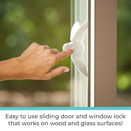 Vista 5 de Toddleroo by North States - Cerradura de puerta corredera y ventana para protección de bebés: Cerradura de puerta corredera para seguridad infantil