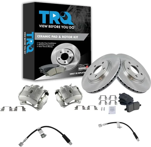 Vista 74 de TRQ Juego de pastillas de freno delanteras y rotores de cerámica, pinzas, mangueras, compatibles con Honda Odyssey 2005-2010