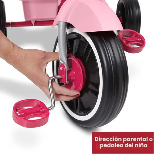 Vista 6 de Radio Flyer 4-in-1 Pedal & Push Stroll ’N Trike, Ages 1-5, UV Canopy, Pink Rosa