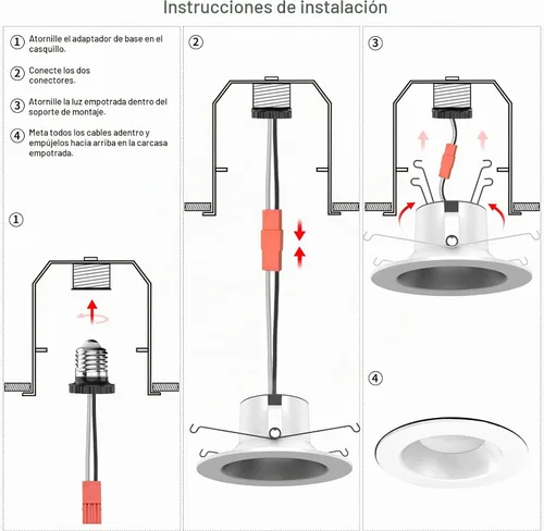 Vista 7 de Luz de lata inteligente de 6 pulgadas, multicolor, atenuada, 2700K-6500K CCT seleccionable, iluminación LED empotrable RGB remota, paquete de 4