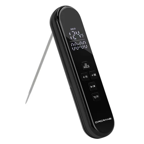 Vista 9 de Circrane Termómetro digital de lectura instantánea, pantalla LED brillante con dígitos enormes y alarma, termómetro de carne para asar a