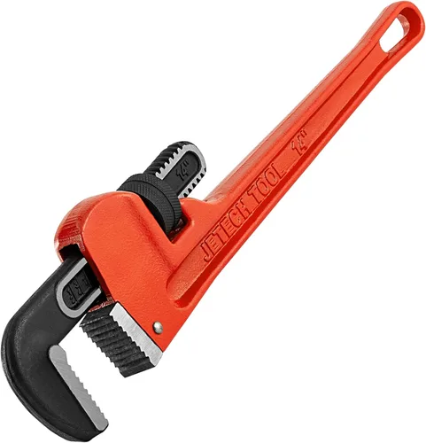 Vista 10 de Jetech Llave de tubo recta resistente de 8 pulgadas, llave de plomero de aluminio ajustable con mandíbula de gancho flotante y mango de vigas en I