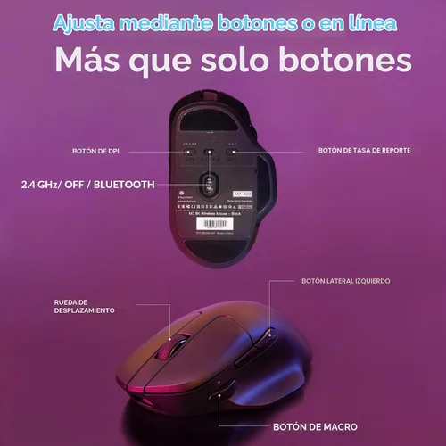 Vista 8 de Keychron M7 8K Ratón Inalámbrico, Ratones de Computadora Ópticos 30K DPI, 2.4 GHz/Bluetooth/Con Cable con Botón Macro 66g Ergonómico Liviano, Hasta