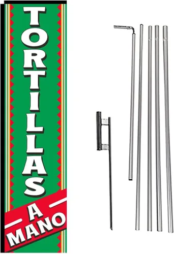 Vista 11 de Pupusas - Bandera rectangular de plumas con kit de poste y pico de tierra para restaurantes, mercados, propietarios de negocios