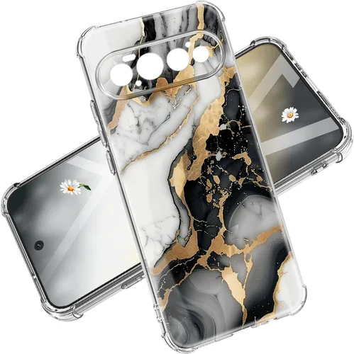 Vista 9 de Funda para Google Pixel 10A, 5G, mármol y flores, delgada, anticaídas, a prueba de golpes, suave, a prueba de golpes, transparente, fundas negro