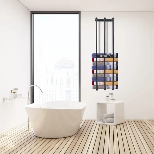Vista 6 de Toallero de pared para baño pequeño, 3 barras para baño, toallero para pared de baño, organizador de baño, toallas para baño pequeño, caravana