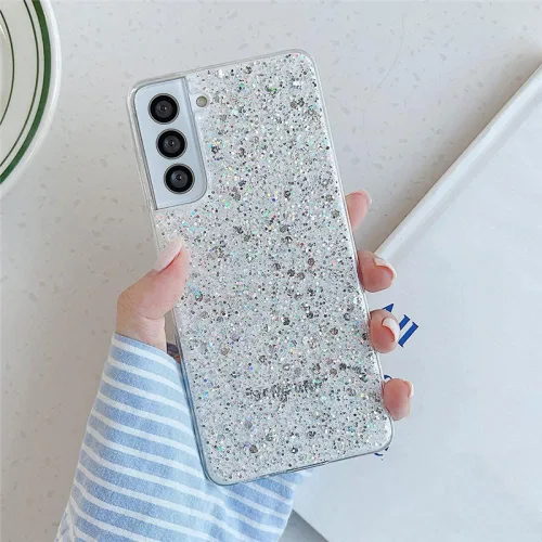 Vista 5 de Funda de lujo con purpurina para Samsung Galaxy S22 S21 Plus S20 FE A72 A51 A71 A32 A52 Note 20 10 suave a prueba de golpes, T1 para Samsung A12 5G