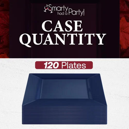 Vista 6 de Smarty Had A Party Platos desechables de plástico para postre, platos de ensalada cuadrados azules resistentes de 6.5 pulgadas para aperitivos