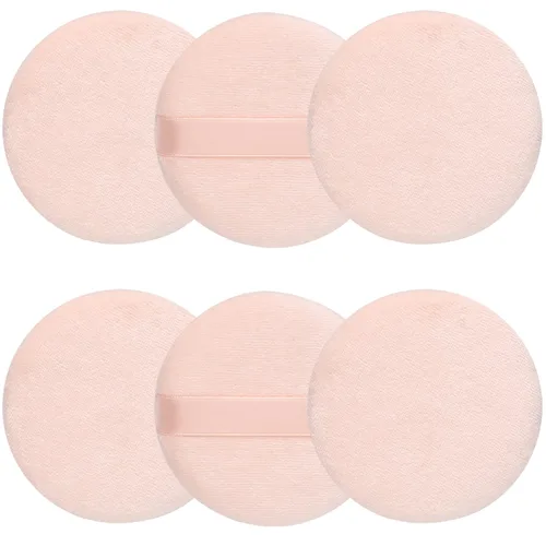 Vista 7 de 2 polvos grandes de soplo, 5 pulgadas de algodón súper suave, lavable, polvo suelto, polvo para bebé, redondo (beige)