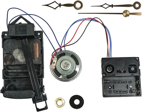 Vista 2 de Milageto Kit de mecanismo de movimiento de reloj de péndulo con caja de música y altavoz, eje de 0.669 in de largo para reparación y fabricación