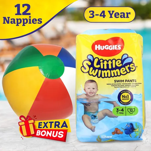 Vista 4 de Little Swimmers - Pañales desechables de natación (15 a 33 libras), ultrasuaves y duraderos para playa, piscina, lindos pantalones de natación