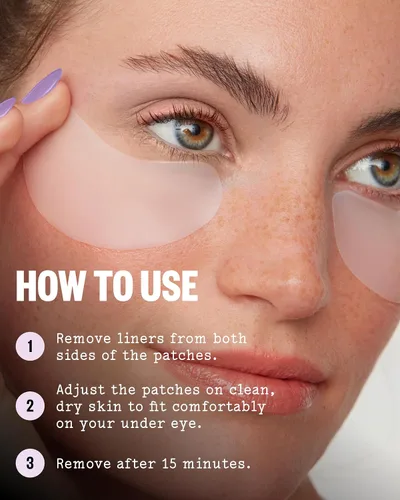 Vista 6 de PEACE OUT Skincare Parches para ojos hinchados, Máscara de biocelulosa para debajo de los ojos, Minimiza la hinchazón y los ojos cansados