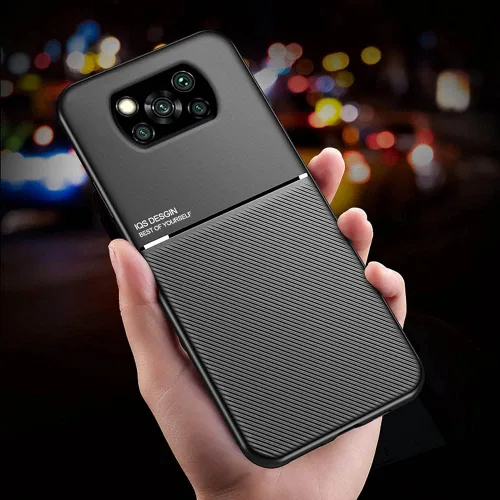 Vista 2 de Kepuch Mowen Funda Cubierta De Parachoques Placa De Metal Incorporada Para Xiaomi Poco X3/X3 NFC - Negro