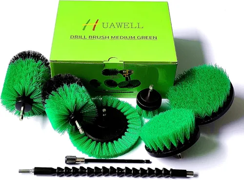 Vista 11 de HUAWELL Cepillo de limpieza ultra rígido de 8 piezas con juego de accesorios extensibles, multiuso para superficies de baño, lechada, ahumadores