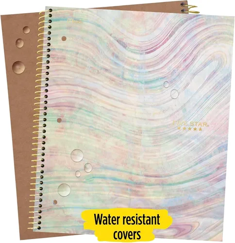 Vista 6 de Five Star Cuadernos en espiral, 1 materia, rayado universitario, 11 x 8-1/2 pulgadas, bonitos diseños de colores brillantes, paquete de 3, el diseño