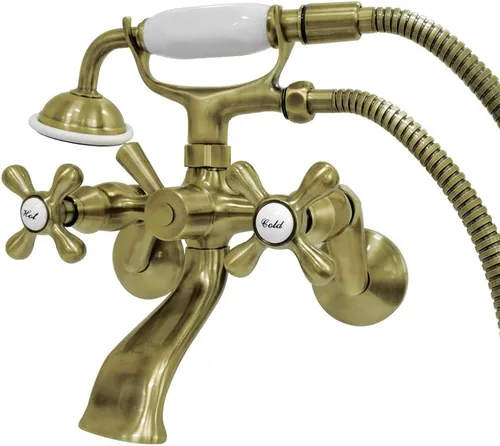 Vista 4 de Kingston Brass KS266C Kingston - Grifo de pared con patas de garra para bañera con ducha de mano, cromo pulido