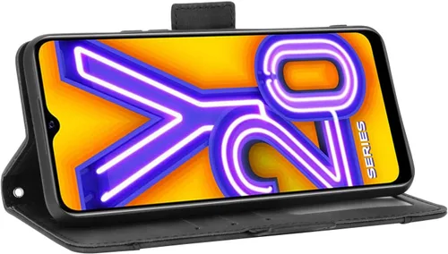 Vista 4 de Funda para Vivo Y20 2020, funda para Vivo Y20 2020 V2029 / Y20i V2027 Funda de piel sintética con tapa para Vivo Y20 2020, color negro