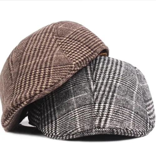 Vista 7 de Gorra de lana clásica de tweed de espiga para hombre, gorra plana Gatsby Ivy Cabbie Hat Medium
